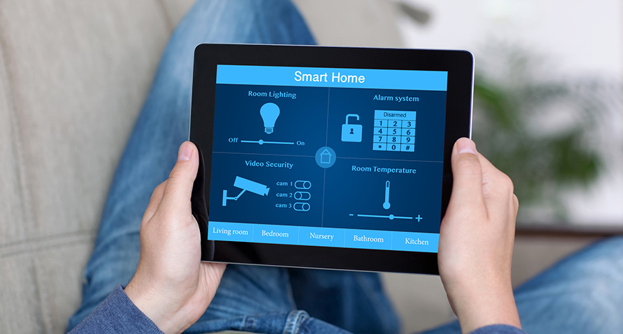 The ability to access and control security components from a mobile device is one of the top smart home trends in Allentown. Close-up of smart home security app.